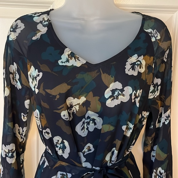 Cabi dress. Navy with brown, teal and cream. XS. Like new worn once. - Picture 4 of 13